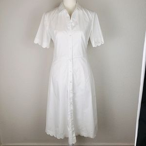 Banana Republic white blouse shirt dress scalloped